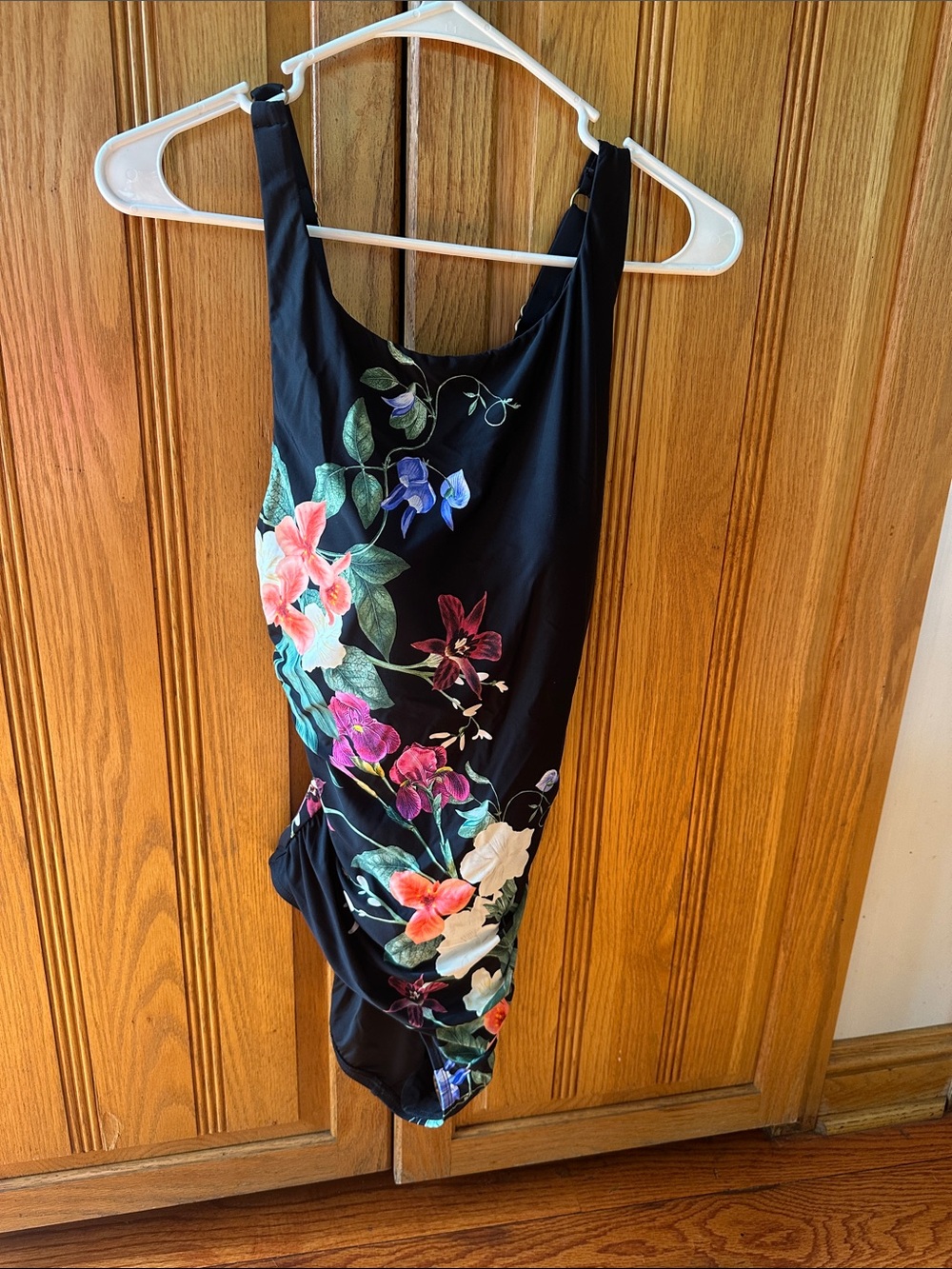 Jantzen Black One-Piece Swimsuit with Multicolor Floral Print